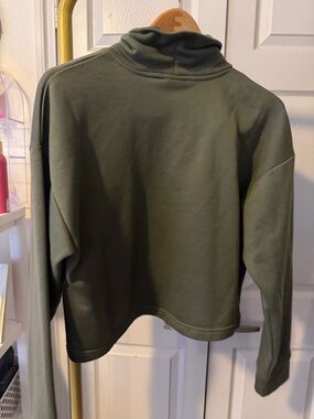 New Balance Olive Green Funnel Neck Pullover Sweater
